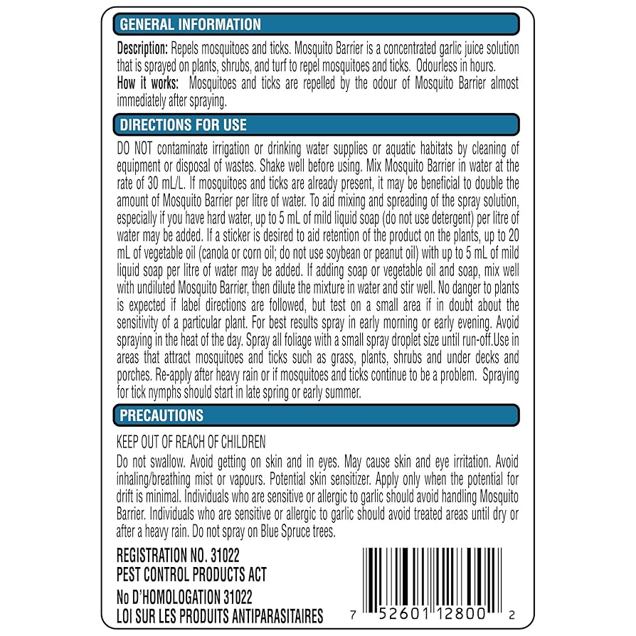 barrier herbicide mixing instructions Mosquito Barrier Organic Mosquito Yard Repellent